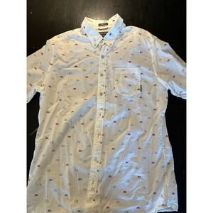 Eddie Bauer Mens Classic Fit Short Sleeve Button Down Shirt Camping‎ Print XL